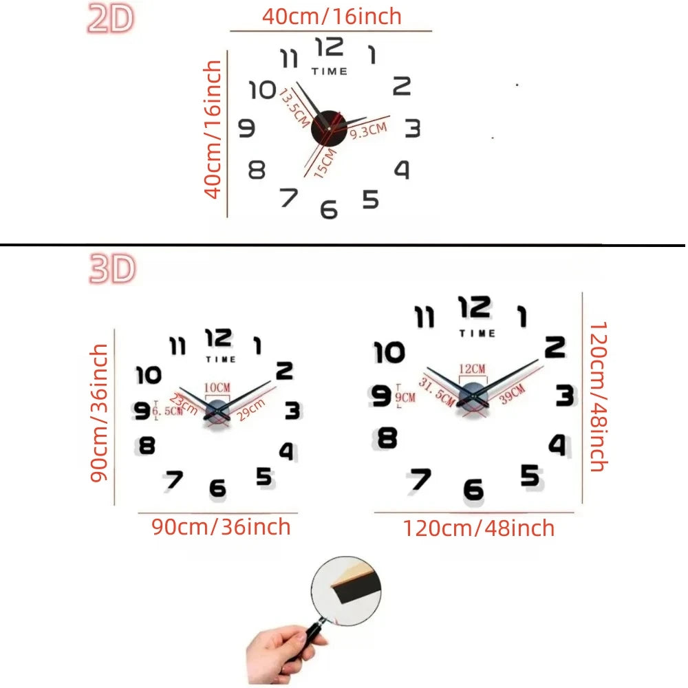 Regasion Black 3D Modern Wall Clock